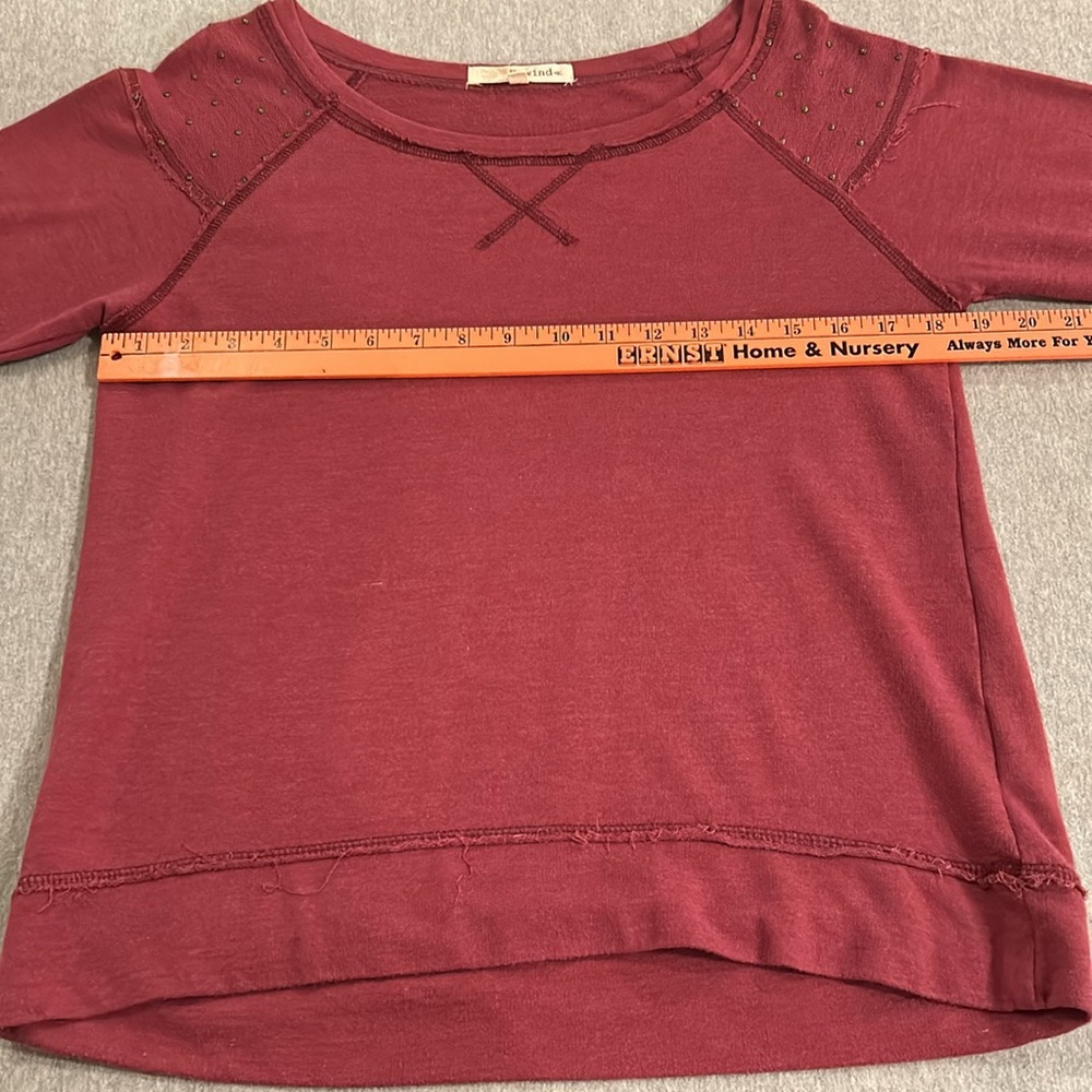 Like New: Rewind burgundy lightweight sweatshirt with embellishments - Size L.